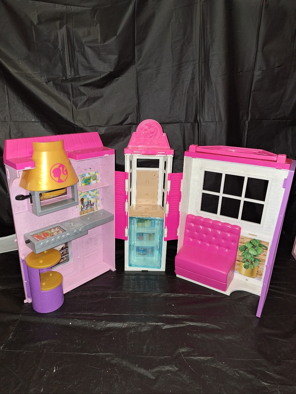 Barbie Fold-Out Bistro Playset in Pink with Gold Accents